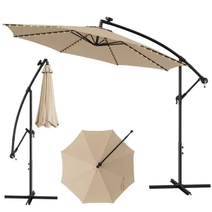 Solar-Lighted Tilt Umbrella